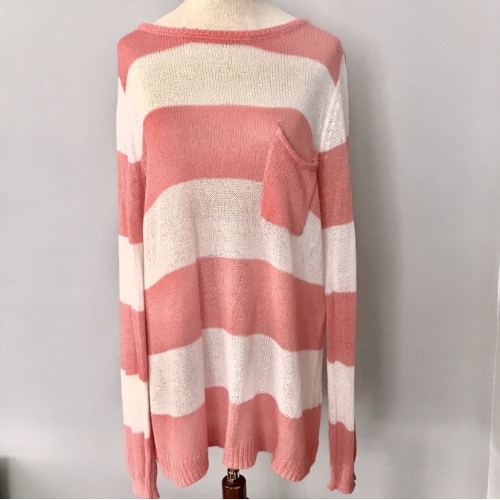 ELLE Coral Striped Sweater